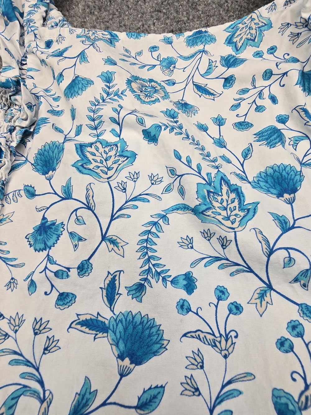 Draper James Blue White Floral Midi Dress Women's S Square Neck Ruffle Cottage - Picture 6 of 7